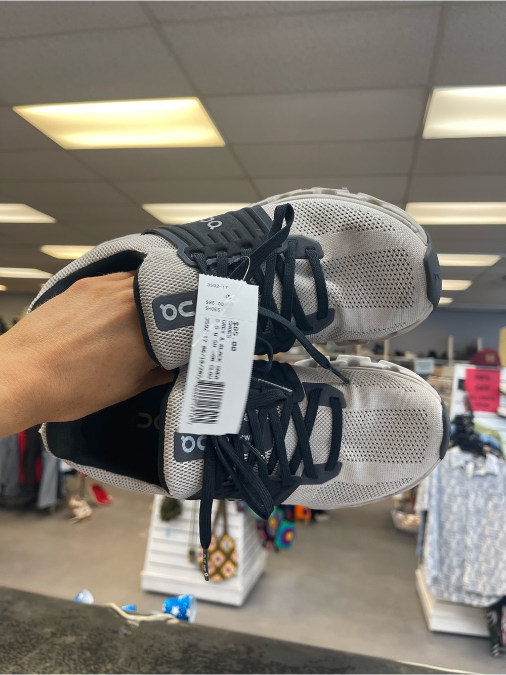 On Running Women's Cloud Sneakers in Light Gray and Black - Picture 9 of 12